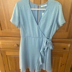 NWT Ice Blue Faux Wrap Cocktail Dress